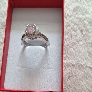 Joe B Pink and Silver Halo Ring with Brilliant Cut